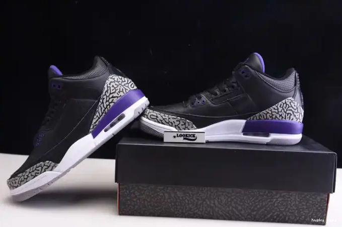 Rep Husky Jordan Court Retro Purple 3 Air Black CT8532-050 0412